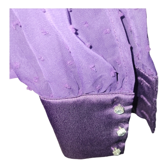 Beautiful sheer Ms Bling purple blouse with tie size large - Picture 6 of 6